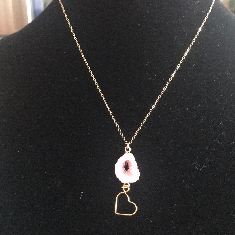 Pink druzy necklace